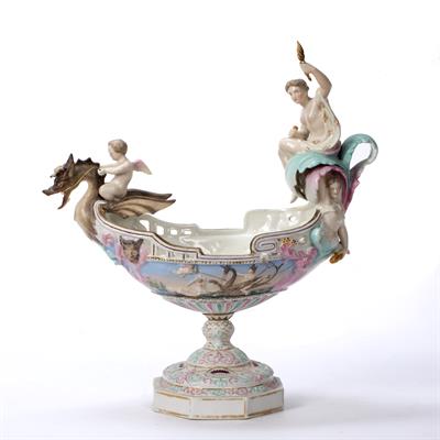 Lot 213 - Continental porcelain bisque model of a basket