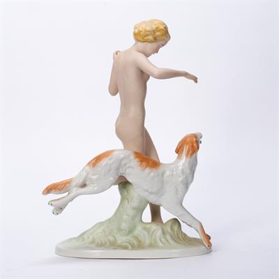 Lot 218 - Model of 'Diana and Hound'
