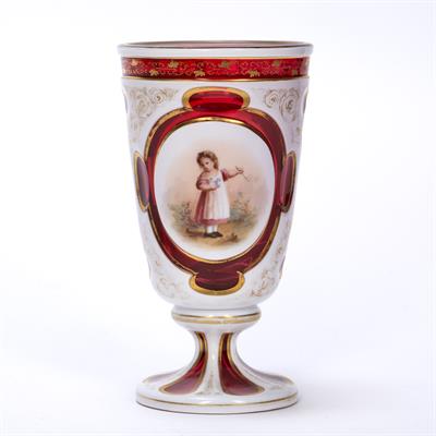 Lot 220 - Bohemian overlay glass goblet