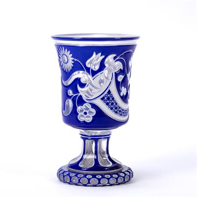 Lot 221 - Bohemian double overlay glass goblet