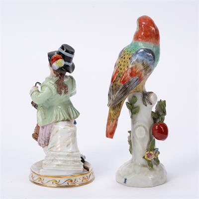 Lot 229 - Continental porcelain model of a parrot