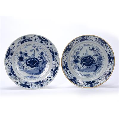 Lot 241 - Pair of Delft blue and white pottery plates