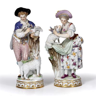 Lot 250 - Pair of Meissen porcelain figure groups