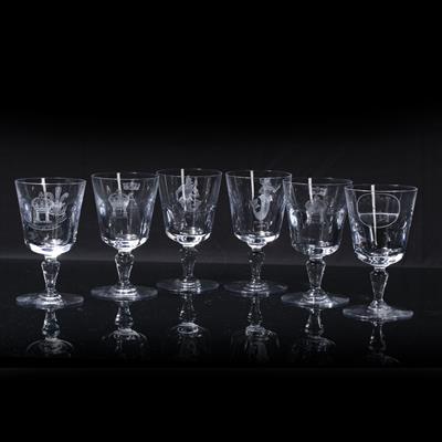 Lot 279 - Group of five Baccarat of France wine glasses