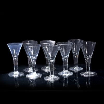 Lot 281 - Group of eight similar large English wine glasses