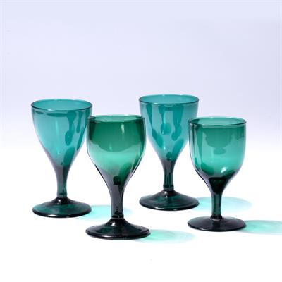 Lot 283 - Four Bristol green wine glasses