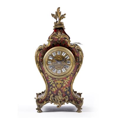 Lot 291 - Red tortoiseshell and Boulle mantel clock