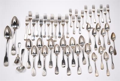 Lot 321 - Large collection of Georgian Irish silver cutlery