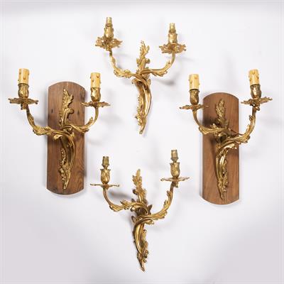 Lot 326 - Two pairs of gilt metal wall sconces or wall lights