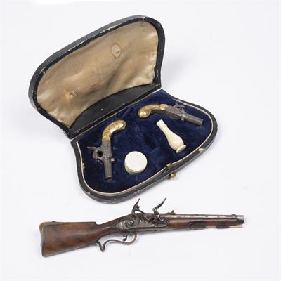 Lot 339 - Cased pair of miniature apprentice percussion cap pistols