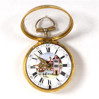 Lot 341 - Georgian silver gilt pair cased pocket watch