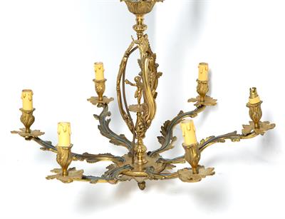 Lot 342 - Rococo style six branch chandelier