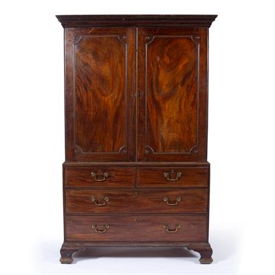 Lot 357 - Mahogany linen press