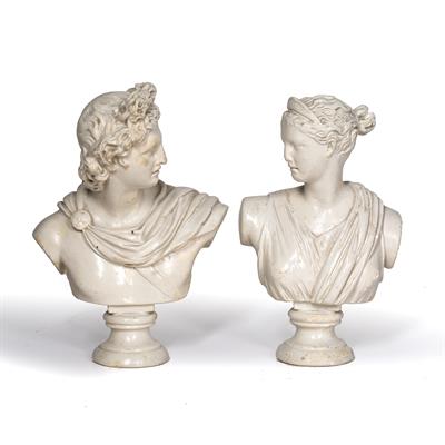 Lot 399 - Pair of plaster busts