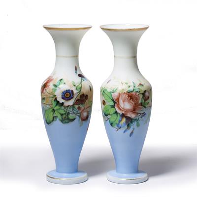 Lot 401 - Pair of opaline vases