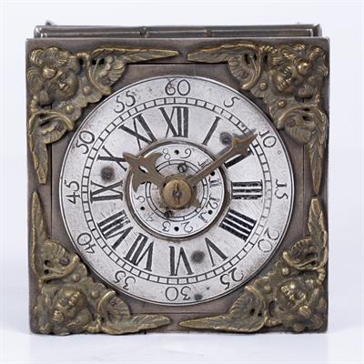 Lot 1 - A 16TH CENTURY STYLE SILVERED GERMAN TABLE CLOCK
