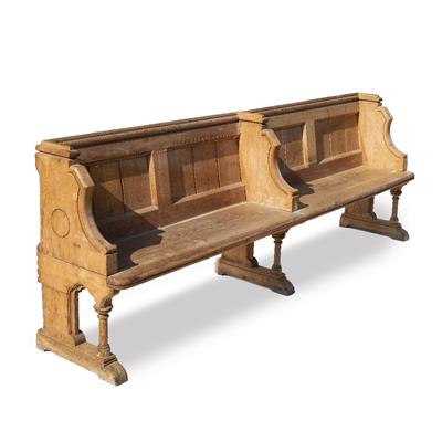 Lot 7 - A VICTORIAN PINE FOUR SEATER PEW