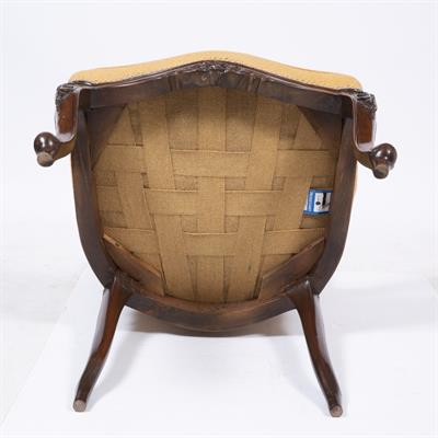 Lot 52 - A CONTINENTAL MAHOGANY FAUTEUIL OPEN ARMCHAIR