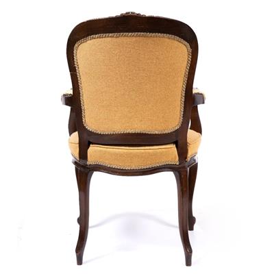 Lot 52 - A CONTINENTAL MAHOGANY FAUTEUIL OPEN ARMCHAIR