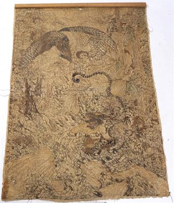 Lot 55 - AN ANTIQUE JAPANESE WOVEN PANEL