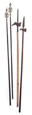 Lot 60 - TWO OLD DECORATIVE IRON HALBERDS