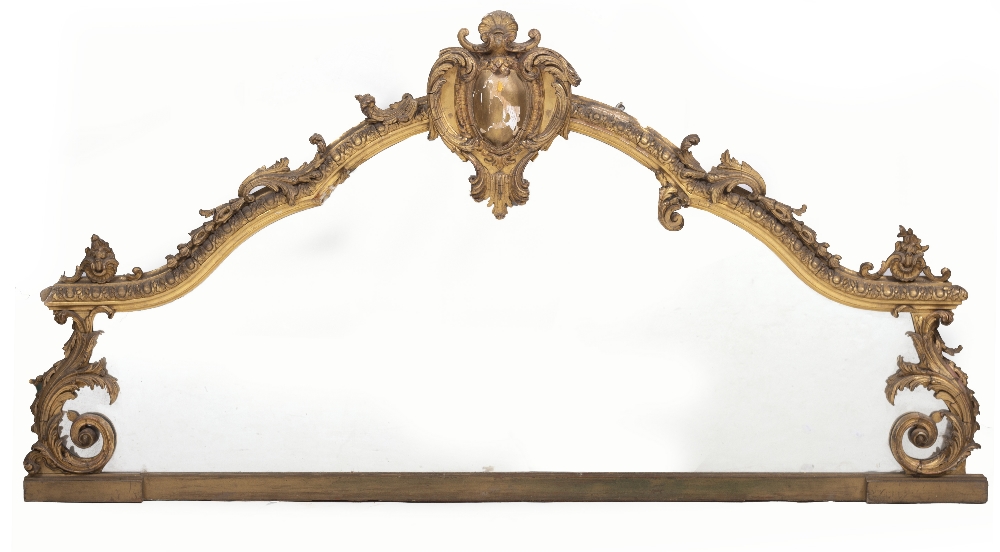 Lot 63 - A VICTORIAN GILT GESSO MOULDED OVERMANTLE MIRROR