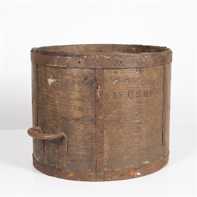Lot 65 - A VICTORIAN ELM AND IRON BOUND DRY MEASURE