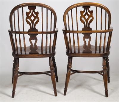 Lot 69 - A PAIR OF LATE 20TH CENTURY ASH AND ELM WINDSOR ARMCHAIRS