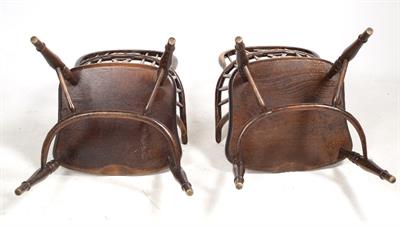 Lot 69 - A PAIR OF LATE 20TH CENTURY ASH AND ELM WINDSOR ARMCHAIRS