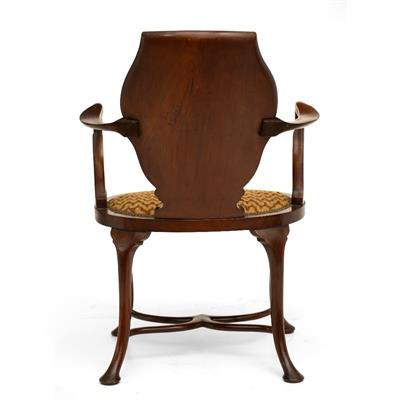 Lot 70 - AN EDWARDIAN MAHOGANY OPEN ARMCHAIR