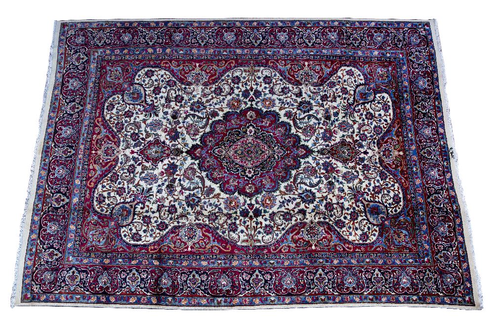 Lot 72 - A MODERN YELLOW GROUND MEHSED LARGE RUG