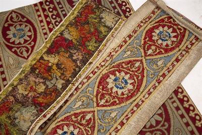 Lot 76 - A SET OF THREE OLD HANGING WOOLEN NEEDLEWORK PANELS