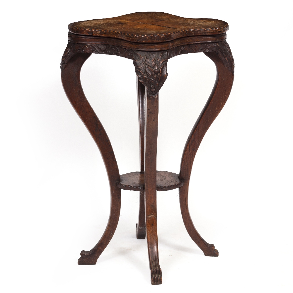 Lot 83 - AN ANTIQUE POLLARD OAK ESTATE MADE TORCHIERE OR STAND
