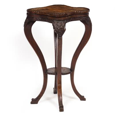 Lot 83 - AN ANTIQUE POLLARD OAK ESTATE MADE TORCHIERE OR STAND