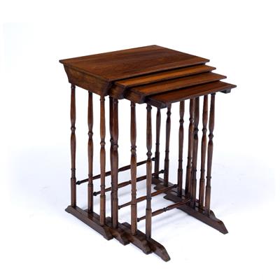 Lot 89 - A WILLIAM IV NEST OF ROSEWOOD OCCASIONAL TABLES