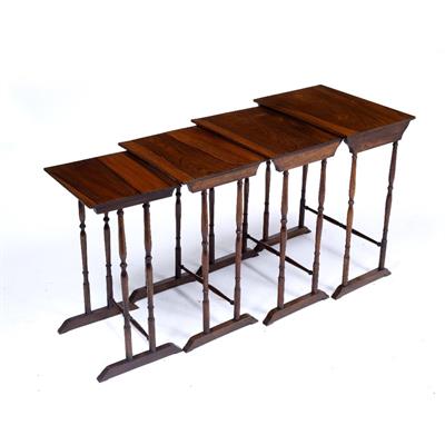 Lot 89 - A WILLIAM IV NEST OF ROSEWOOD OCCASIONAL TABLES