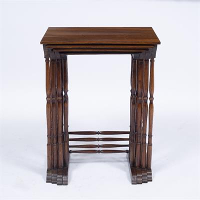 Lot 89 - A WILLIAM IV NEST OF ROSEWOOD OCCASIONAL TABLES