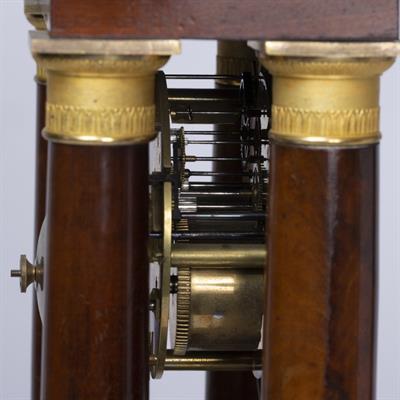 Lot 93 - A 19TH CENTURY FRENCH MAHOGANY PORTICO MANTEL CLOCK