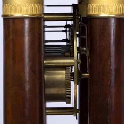 Lot 93 - A 19TH CENTURY FRENCH MAHOGANY PORTICO MANTEL CLOCK