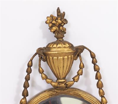 Lot 102 - A PAIR OF NEO CLASSICAL STYLE OVAL MIRRORS