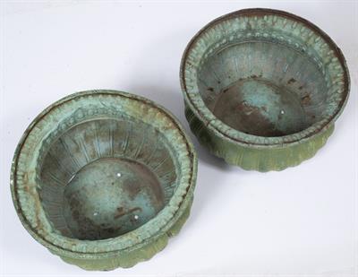 Lot 104 - A PAIR OF EARLY 20TH CENTURY FRENCH PRESSED COPPER JARDINIERES