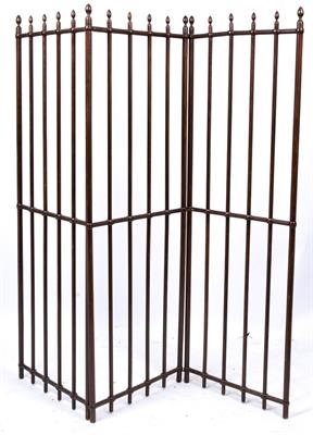 Lot 109 - A STAINED PINE THREE FOLD SCREEN