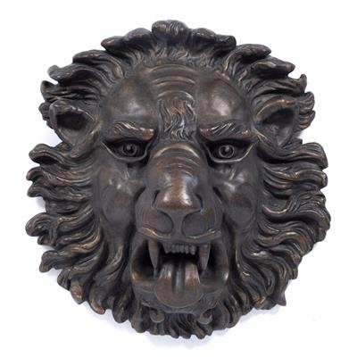 Lot 119 - A BRONZED CAST COMPOSITE LION MASK