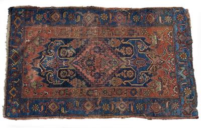 Lot 143 - A KURDISH BLUE GROUND RUG