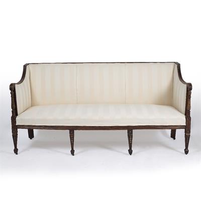 Lot 149 - A REGENCY HARDWOOD AND PARCEL GILT SOFA