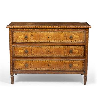 Lot 169 - A LATE 18TH CENTURY NORTH ITALIAN MARQUETRY COMMODE