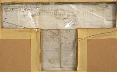 Lot 179 - A 17TH CENTURY FRAMED INDENTURE ON VELLUM