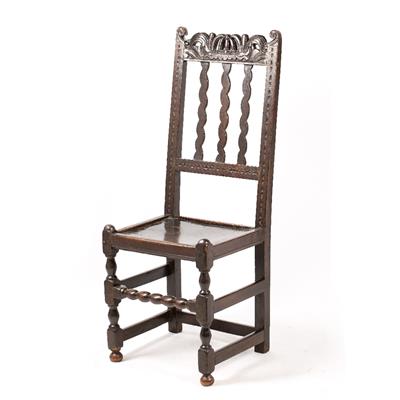 Lot 180 - A 17TH CENTURY OAK HIGH BACKED CHAIR