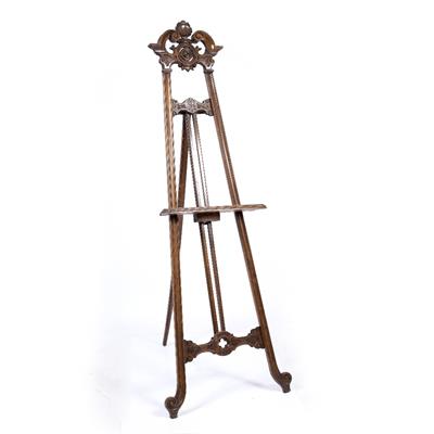 Lot 212 - A VICTORIAN WALNUT GALLERY PICTURE EASEL