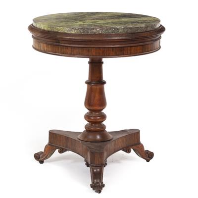 Lot 236 - A VICTORIAN ROSEWOOD CIRCULAR DRUM TABLE